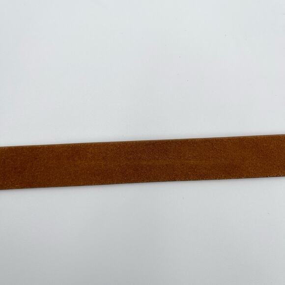 Linea Pelle | NEW Cognac Brown Skinny Suede Belt Round Circle Brass Buckle - Picture 6 of 14